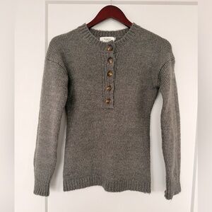 Charcoal Buttoned Crewneck Sweater